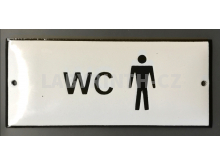 smaltovaná cedulka WC muži s piktogramem
