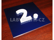 informační tabule s označením patra s plastickou bílou 3D číslicí