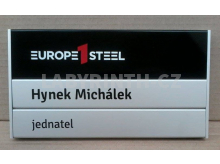 Označení kanceláře s Al-bočnicemi (Europe Steel)