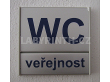 Cedulka ke dveřím - štítek označující WC pro veřejnost
