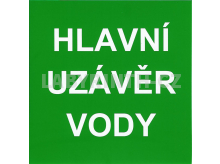 Hlavní uzávěr vody, plastová cedulka